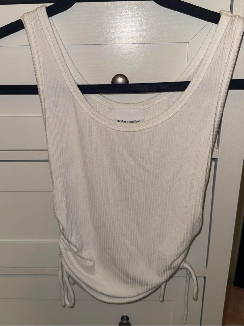 White Ribbed Tank Top